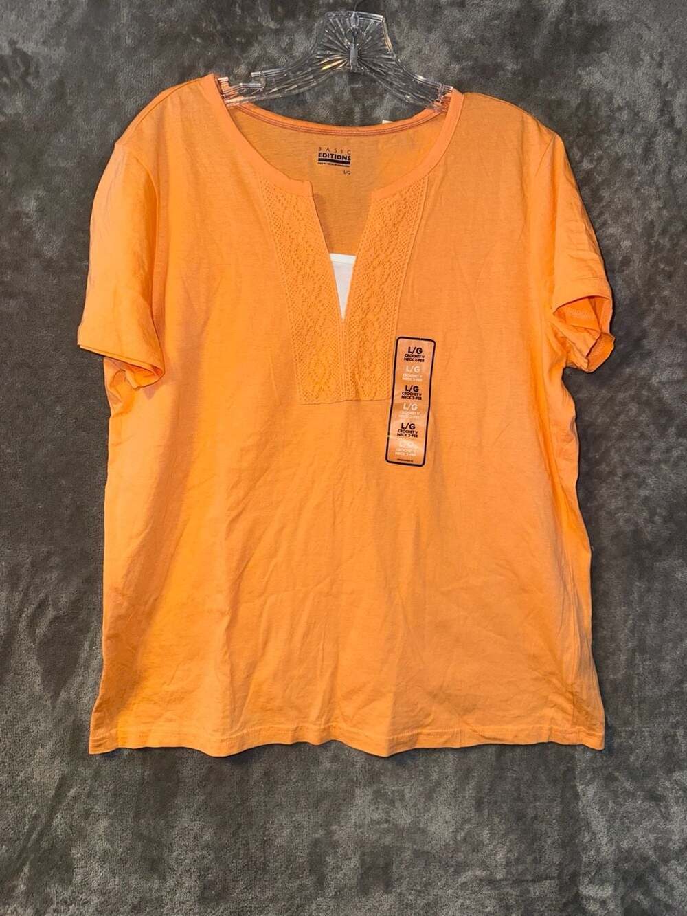 3071 SHORT SLEEVE LAYERED LOOK 2-FER STYLE TOP FROM BASIC EDITIONS, SZ L, NWT